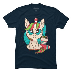 Men's Design By Humans Christmas Unicorn Fun Girls Kids Snowflake Holiday Xmas Gift By rasok T-Shirt - 1 of 4