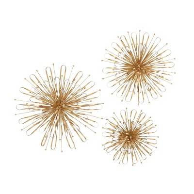 Set of 3 Modern Iron Spiked Puff Wall Decor - Olivia & May