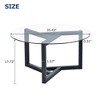 Zeus & Ruta Modern Round Glass Coffee Table with Sturdy Wood Base - 3 of 4