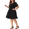 Agnes Orinda Women's Plus Size Elegant Short Sleeve Tie Waist Ruffle Hem At Knee Dresses - 2 of 4