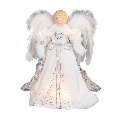 Kurt Adler 12-inch Ul 10-light White And Silver Angel Treetop : Target