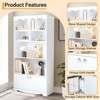 Coolmee 63 inch Tall Bookshelf with Doors, Scalloped Design 5 Tier Storage Cabinet for Home Office, Living Room, Bedroom, Deep Storage Shelves - 3 of 4