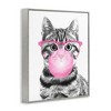 Stupell Industries Adorable Cat Bubble Gum Pink Glasses Monochrome Illustration Framed Giclee Art - 2 of 4