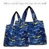Wrapables Large & Small Foldable Nylon Reusable Shopping Bags (Set of 2), Neon Sharks - 3 of 4