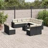 vidaXL 12 Piece Patio Sofa Set with Cushions Black and Cream Poly Rattan - With Table - 2 of 4