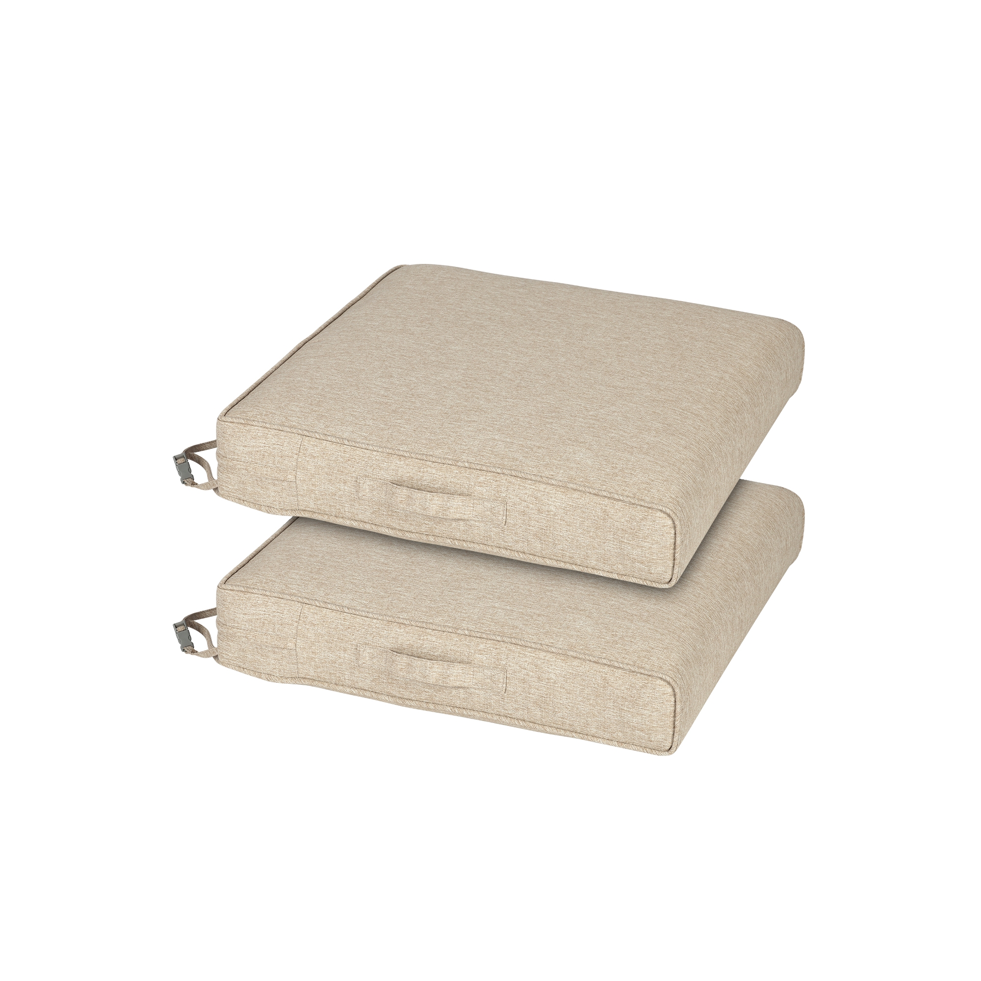 Aoodor Patio Chair Cushions Set of 2, Water Resistant Outdoor Seat Cushions with Handle and Ties, Square Corner Cushions for Patio Furniture