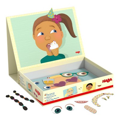 HABA Magnetic Puzzle Funny Faces Mix & Match Game for Toddlers, Travel-Friendly Busy Board and Road Trip Toy for Kids, Toddler Activities for Ages 3+