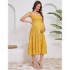 Maternity Dress Square Neck Sleeveless Smocked Ruffle Sleeve Baby Shower Photoshoot Summer Midi Dresses - 2 of 4