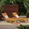 Acacia Wood Patio Chaise Lounge -Slat Paneling, Patio Accent Chair, Sleek Exotic Adjustable Outdoor Recliner Chair -Christopher Knight Home - 2 of 4