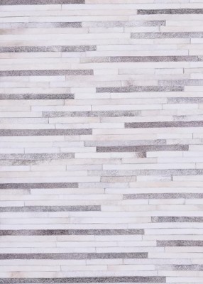 Gray and Ivory Rectangular Synthetic Cowhide Spot Rug