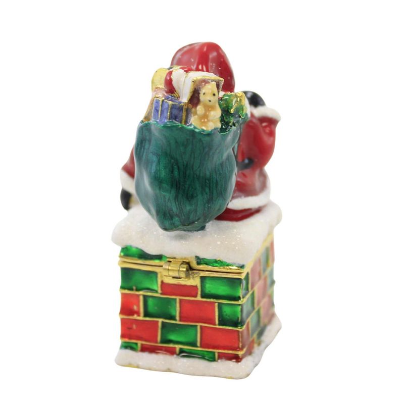 Kubla Craft 2.5 Inch Santa In Chimney Box Presents Enameled Santa Figurines, 3 of 4