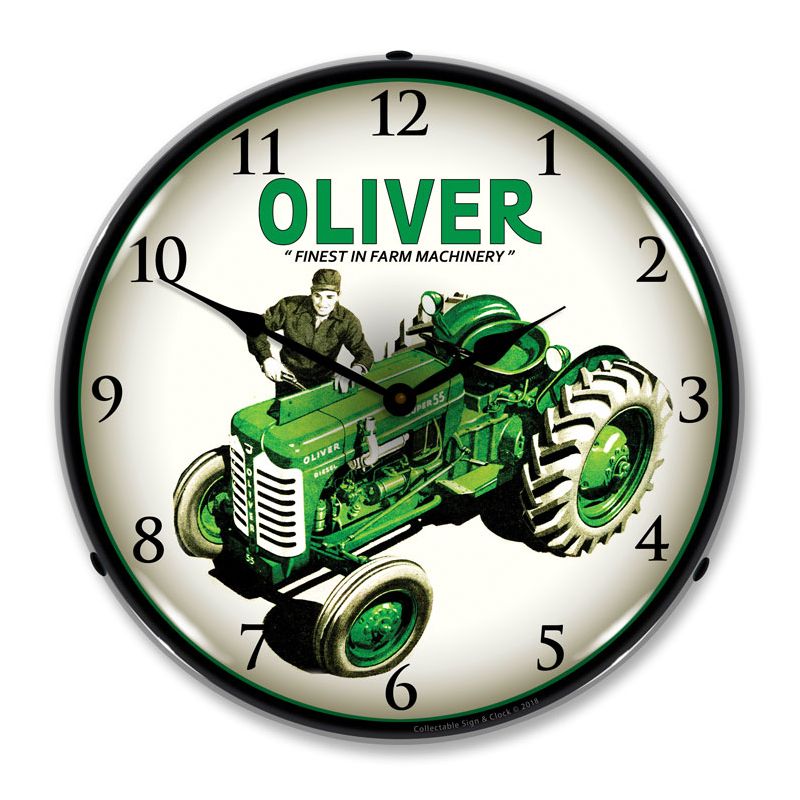 Collectable Sign & Clock | Oliver Super 55 Farm Tractor LED Wall Clock Retro/Vintage, Lighted, 1 of 4