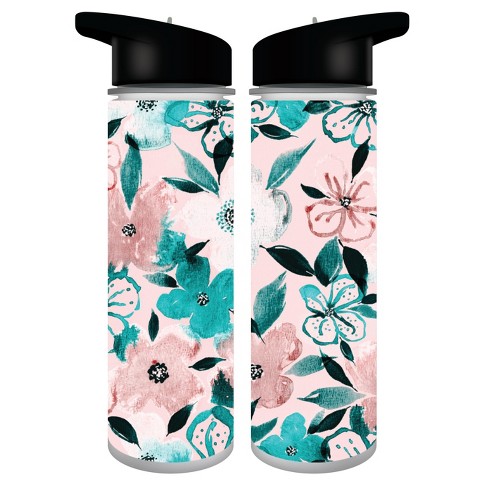 Floral Print Pink Tropical Flower UV Print 24 Oz. Plastic Water Bottle