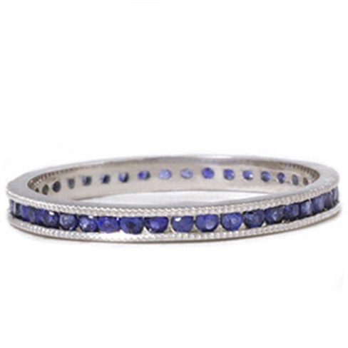 Pompeii3 1/2ct Channel Set Sapphire Eternity Ring 14K White Gold - image 1 of 4