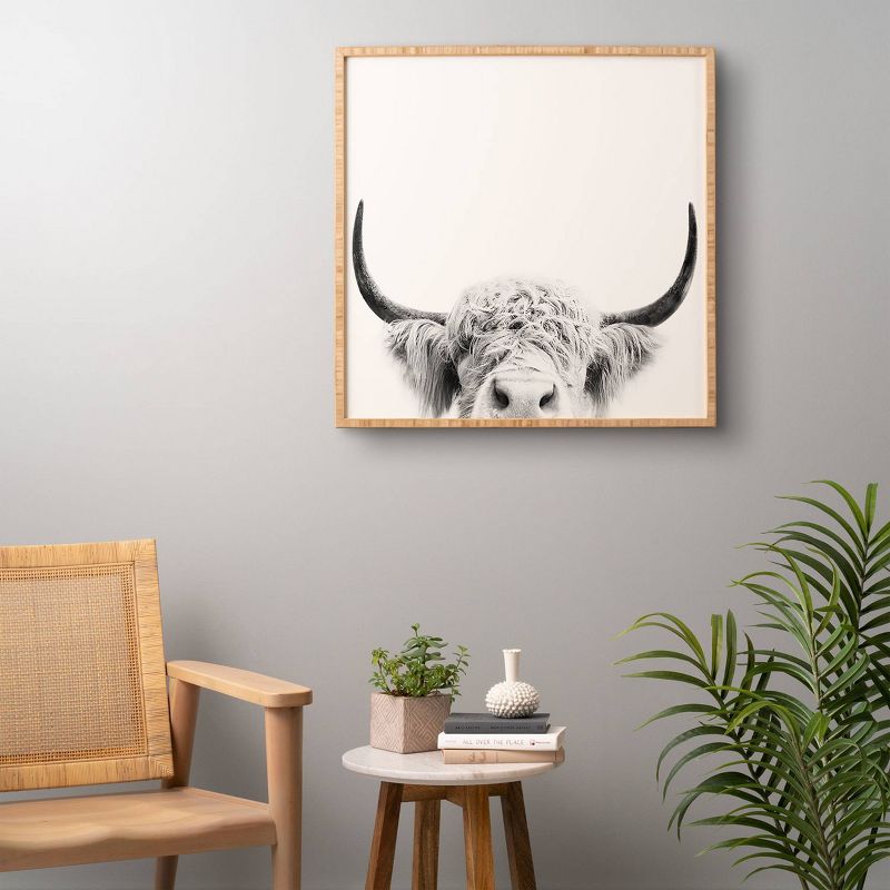Sisi and Seb Peeking Highland Cow Framed Wall Art Gray - Deny Designs, 6 of 7