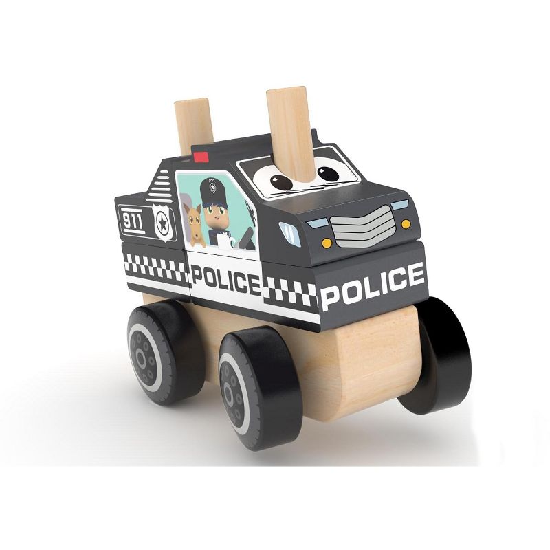 J’adore Police Car Wooden Stacking Toy, 1 of 4
