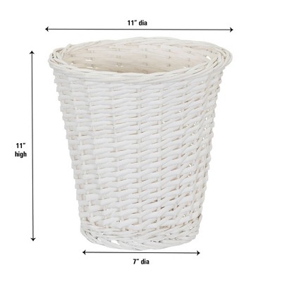 White Willow Wicker Waste Basket with Plastic Liner