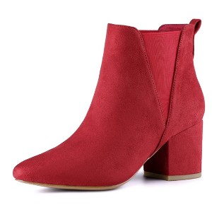 Allegra K Women's Pointed Toe Block Heel Ankle Chelsea Boots - 1 of 4