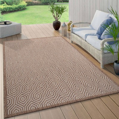 Modern Geometric Brown Synthetic 8' x 10' Flatwoven Area Rug