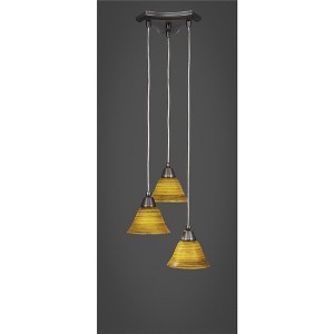 Toltec Lighting Europa 3 - Light Pendant in  Brushed Nickel with 7" Firré Saturn Shade - 1 of 1
