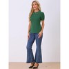 INSPIRE CHIC Women's Summer Peter Pan Collar Contrast Trim Puff Short Sleeve Blouse - 3 of 4