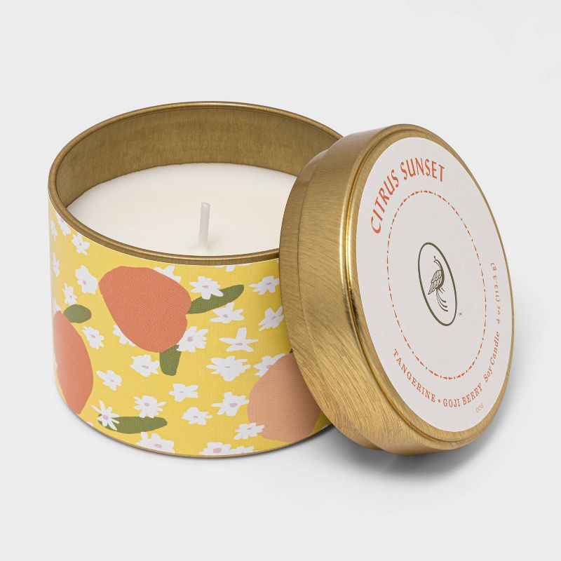 4oz Mini Patterned Tin Citrus Sunset Candle - Opalhouse&#8482;, 3 of 7