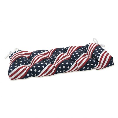 44" x 18" Outdoor/Indoor Tufted Bench/Swing Cushion Major Americana Red - Pillow Perfect: Weather-Resistant, Fade-Resistant
