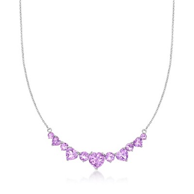 Ross-Simons 10.70 ct. t.w. Amethyst Hearts Necklace in Sterling Silver Size 18