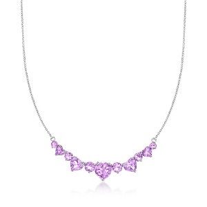 Ross-Simons 10.70 ct. t.w. Amethyst Hearts Necklace in Sterling Silver Size 18 - 1 of 3