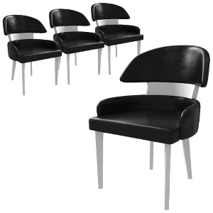 LeisureMod Ethos Leather Dining Chair – Upholstered Mid-Century Modern Accent Chair with Rubberwood Legs for Kitchen, Dining Room, or Office Set of 4 - 1 of 4