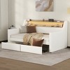 Twin Size Upholstered Daybed with Drawers, Charging Station and LED Lights - 2 of 4