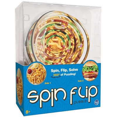 Spin Flip Puzzle: Burger & Fries- 14 Rings - 2-In-1: Double-Sided Puzzle,8+