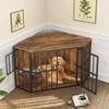 LOVMOR 53 inch Furniture Dog Crate Corner, Dog Kennel Corner Wooden End Table with Bowl, Indoor Pet Crates Corner Side Table for Dogs - 3 of 4