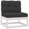 vidaXL 10 Piece Patio Lounge Set with Cushions White Solid Pinewood - White With Cushions - 4 of 4
