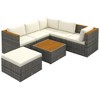 Outsunny 7 Pieces PE Rattan Wicker Patio Furniture Set with Cushion, Sectional Sofa with Adjustable Seat Panel, White - 4 of 4