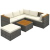 Outsunny 7 Pieces PE Rattan Wicker Patio Furniture Set with Cushion, Sectional Sofa with Adjustable Seat Panel, White - image 4 of 4