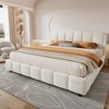 ORRD King Size Platform Bed, Beige Bouclé Upholstered Frame with Curved Design Headboard - 2 of 4