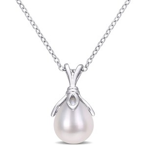 EVERLY JEWELRY | Sterling Silver 8.5-9mm Cultured Freshwater Pearl Drop Pendant with Chain - 18 in - 1 of 4