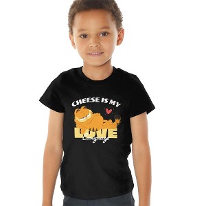 Toddler Boys' Garfield Movie Cheese Is My Love Language T-Shirt (Large) For Youth Toddlers Black - 1 of 4