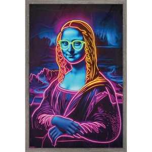 Trends International Reinders: Master Twist - Mona Lisa Neon Accents Framed Wall Poster Prints - 1 of 4