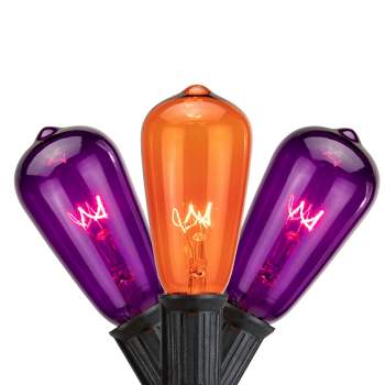 Northlight 10ct Purple and Orange Edison E17 Halloween Light Set, 9ft Black Wire