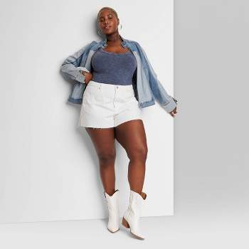 Women's High-Rise Curvy Easy Rigid Jean Shorts - Wild Fable™