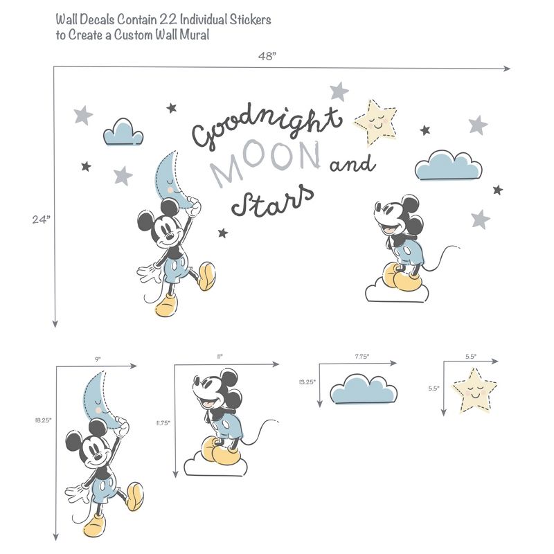 Lambs & Ivy Disney Baby Moonlight Mickey Mouse Blue/Black Wall Decals/Stickers, 2 of 6