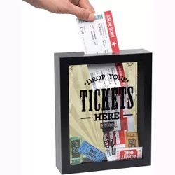 Americanflat 7x9 Ticket Shadow Box Frame in Black - Drop Your Tickets Here Decorative Momento Box with Polished Glass for Wall and Tabletop