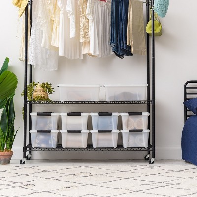 13.5 Quart White Stackable Plastic Storage Bins with Lids, 8 Pack