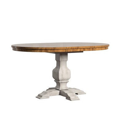 Delaney Two Toned Oval Solid Wood Top Extendable Dining Table - Inspire Q