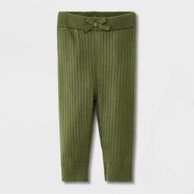 Image of Baby Ribbed Sweater Leggings - Cat & Jack™ Olive Green 0-3M