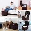 Costway 16''Cube Ottoman Pouffe Storage Box Lounge Seat Footstools with Hinge Top Red Brown - 4 of 4