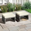 Tangkula 2 Pieces Patio PE Rattan Ottomans with Soft Zippered Cushions for Deck Frame - 2 of 4