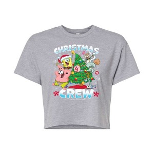 Women's - SpongeBob SquarePants - Christmas Crew Cropped Graphic T-Shirt - 1 of 4